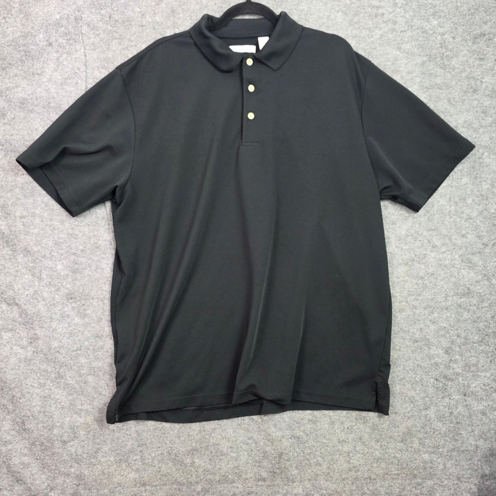 Cubavera Mens Polo Shirt Black Textured Short Sleeve Size 2XL TTG READ
